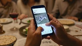 שימוש בסמארטפון בסעודת חג הפסח, צילום: אילוסטרציה, AI